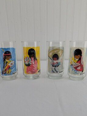 Vintage DeGrazia Drinking Glasses Set of 4 Southwestern Native Art Collectible